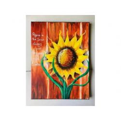 Sunflower Acrylic Canvas Painting with Quote