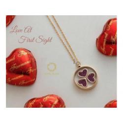 18K SOLID GOLD HEARTS NECKLACE WITH NATURAL RUBY