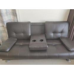 3 seater expandable sofa - espresso faux leather