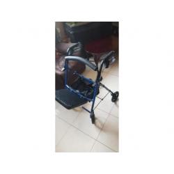 Adult walker with wheels seat